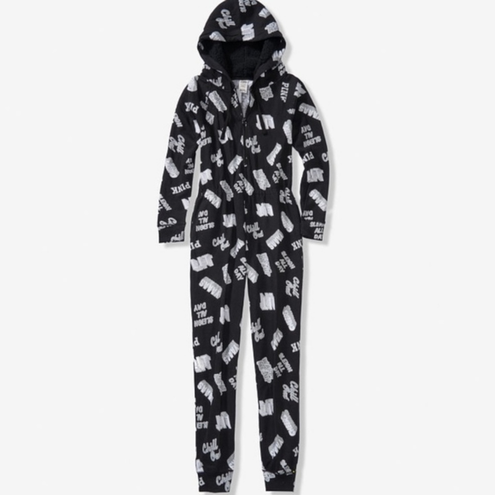 VS Pink XS L Pajamas One Piece Sherpa Jammies Pj's - Picture 4 of 7